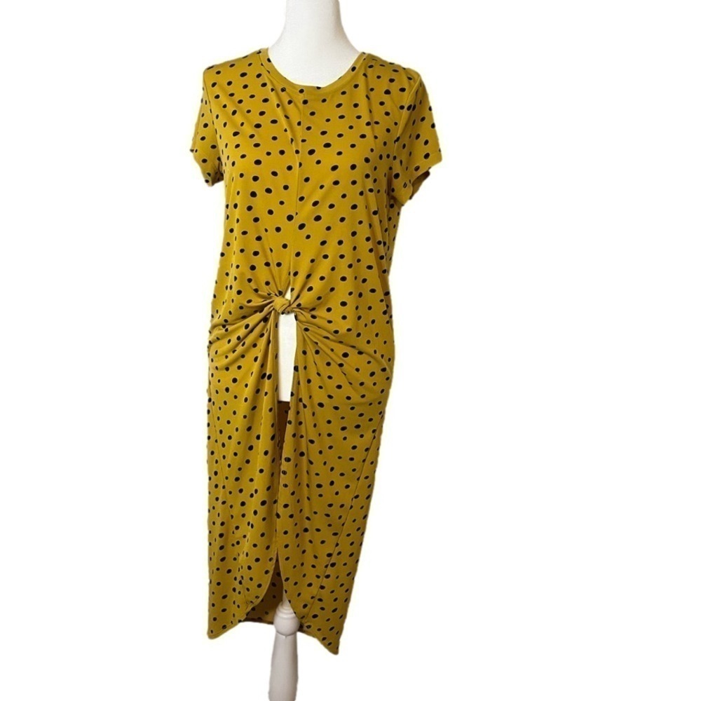 Haute Monde High Low Top Gold and Navy Polka Dot Sz  Small